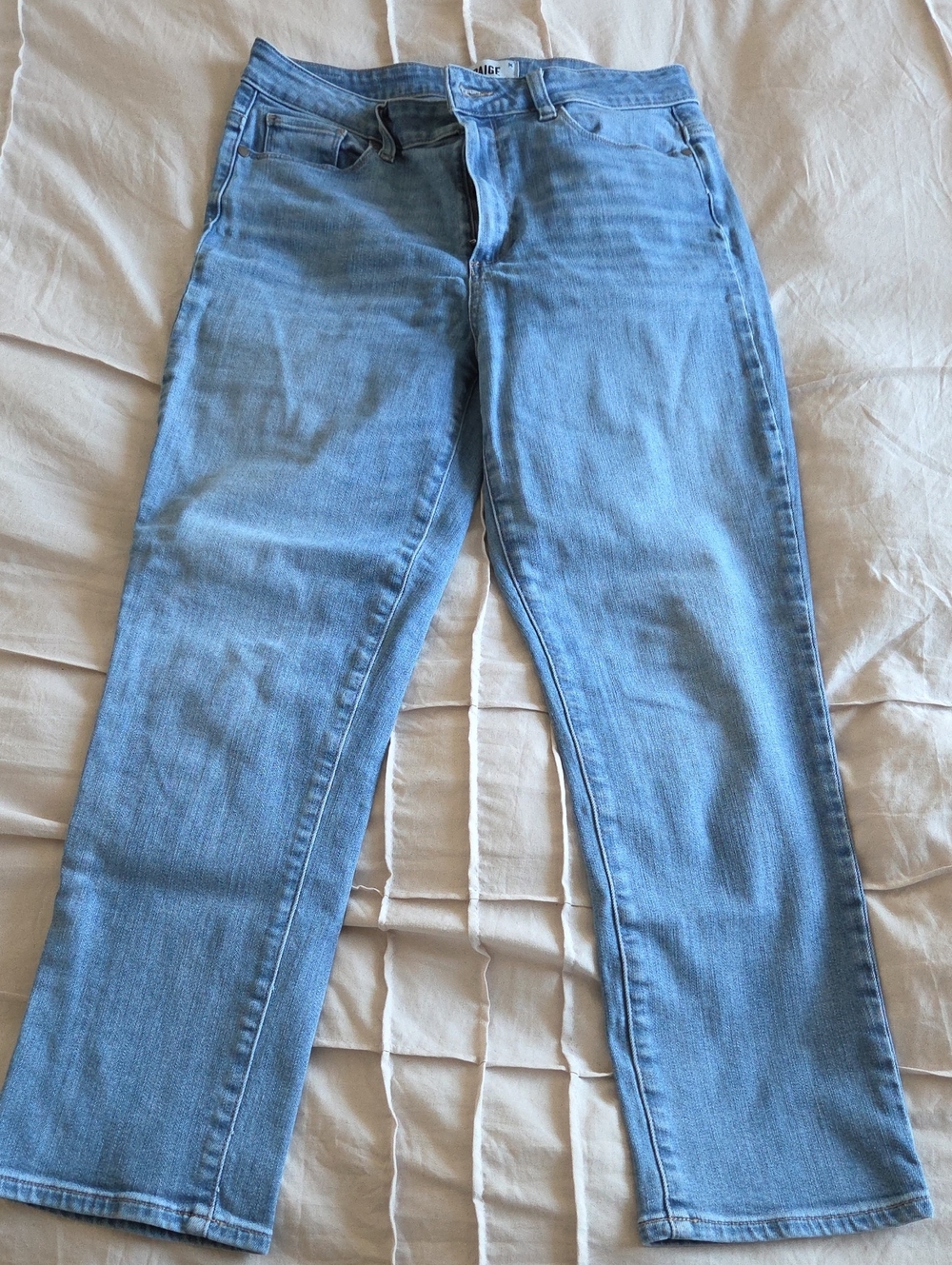 PAIGE Light Blue Straight Leg Jeans